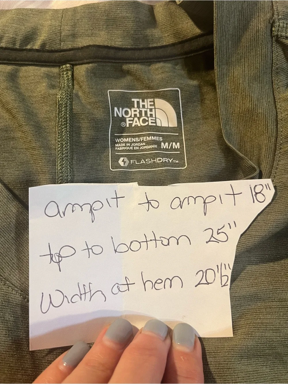 The North Face Flashdry V Neck Short Sleeve Olive Green Women’s Shirt Size M - Picture 5 of 9